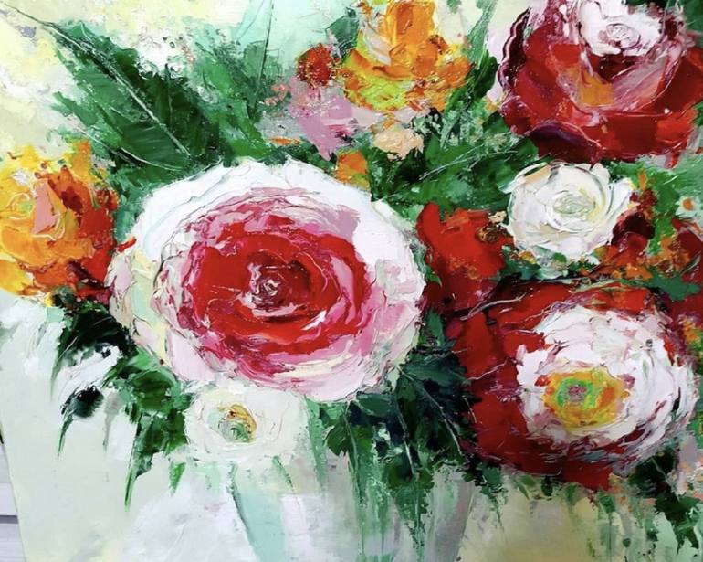 Original Abstract Floral Painting by Olga Ezhikova