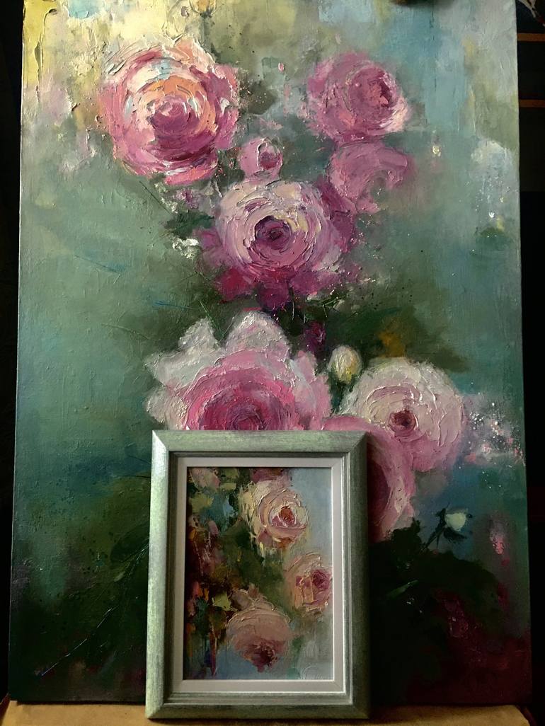 Original Abstract Floral Painting by Olga Ezhikova