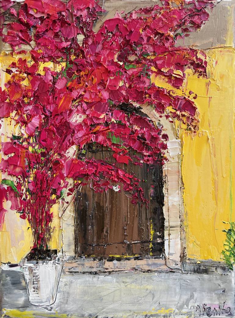 Door and Bougainvillea Painting by Alena Semianiuk Saatchi Art