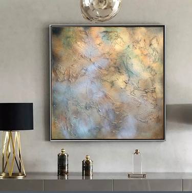 Golden Planet. Textured artwork with white and green shades. thumb