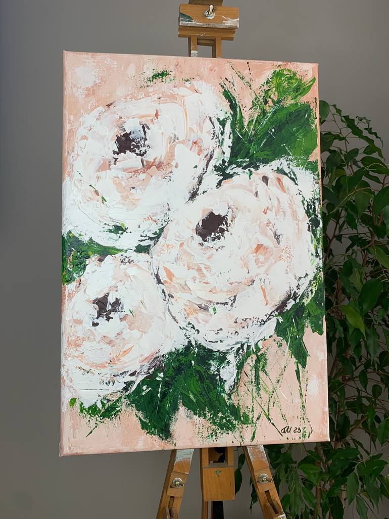 Original Abstract Floral Painting by Tatiana Malinovscaia