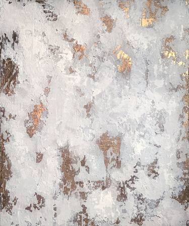 Luminous Whispers. Gold and white decor abstract canvas panel thumb