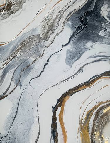 Marble Waves' Call white and gold fluidart thumb