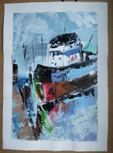 Original Abstract Boat Paintings by Tatiana Malinovscaia