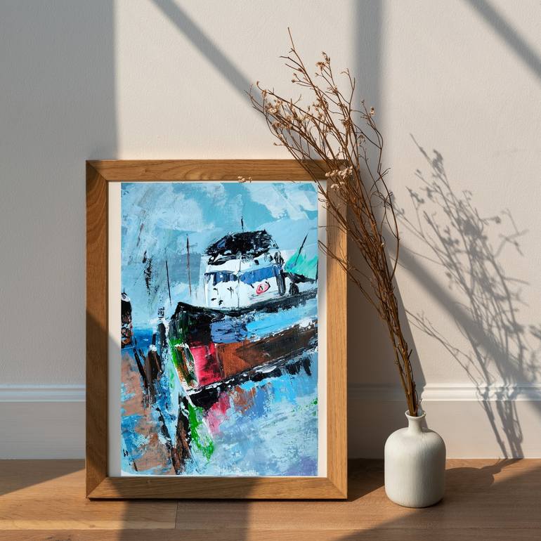 Original Abstract Boat Painting by Tatiana Malinovscaia