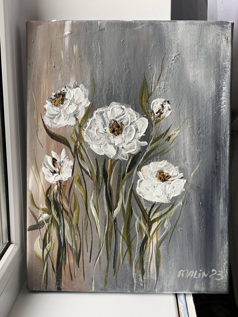 Original Abstract Floral Painting by Tatiana Malinovscaia