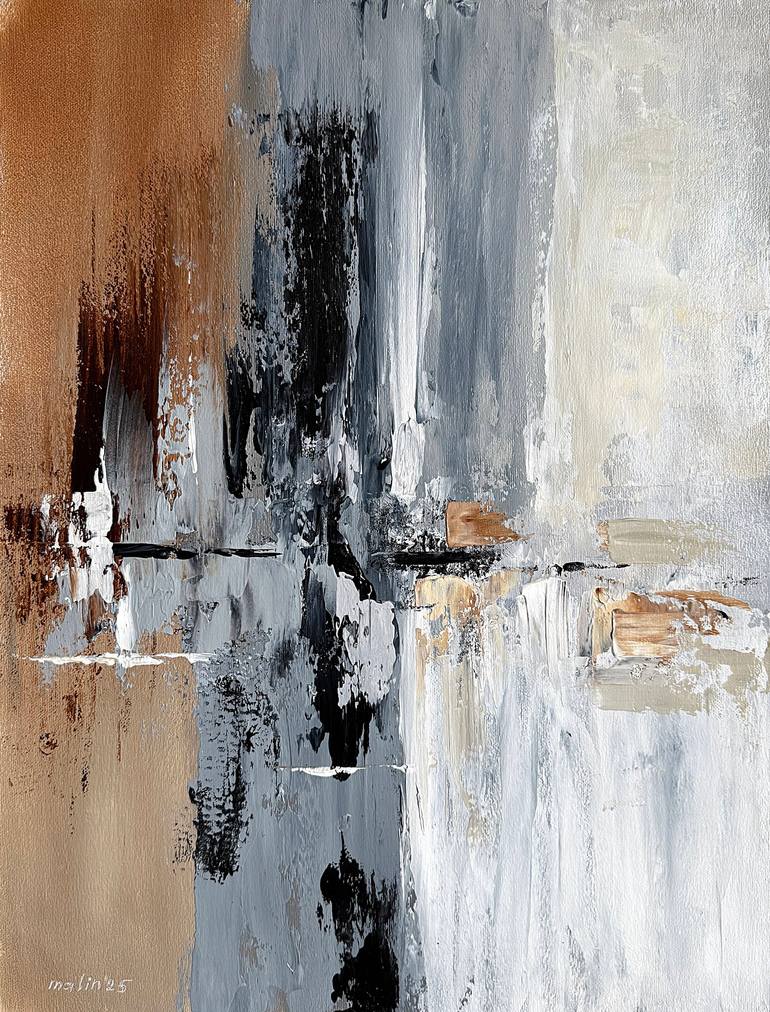 Sienna Grey Beige abstract Original Painting by tatiana malinovscaia