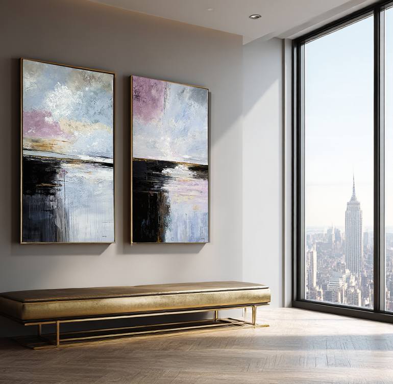 Original Landscape Painting by Tatiana Malinovscaia | Abstract Art on Canvas | Where Light Begins to Gather set- Large Abstract Landscape