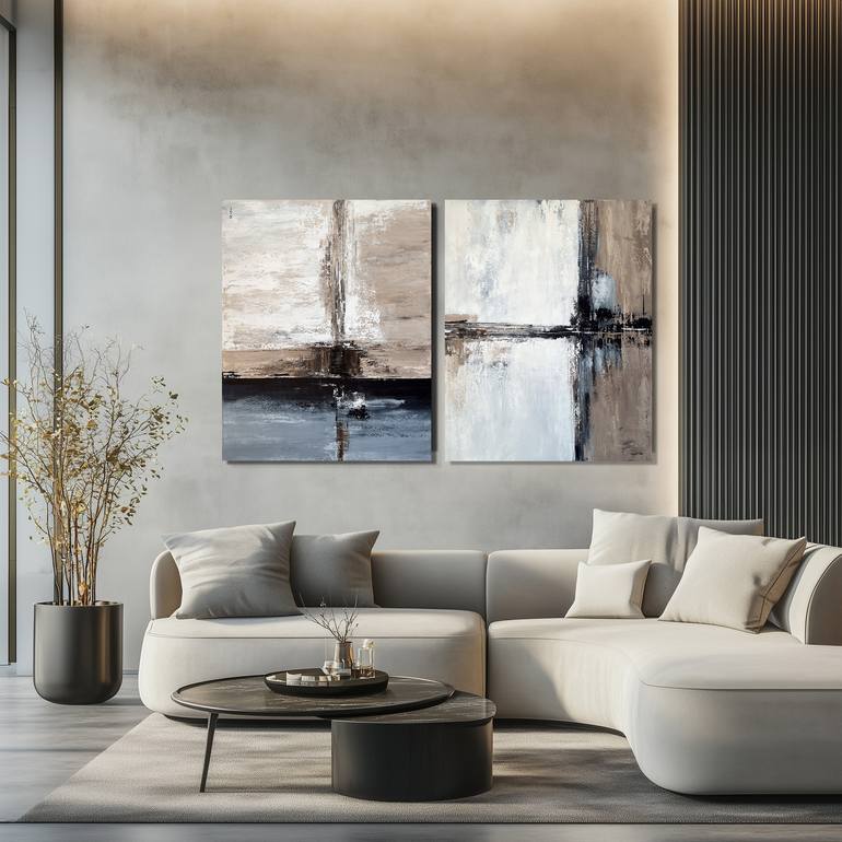 Original Abstract Painting by Tatiana Malinovscaia | Abstract Art on Canvas | The Space Between Reflections Diptych set