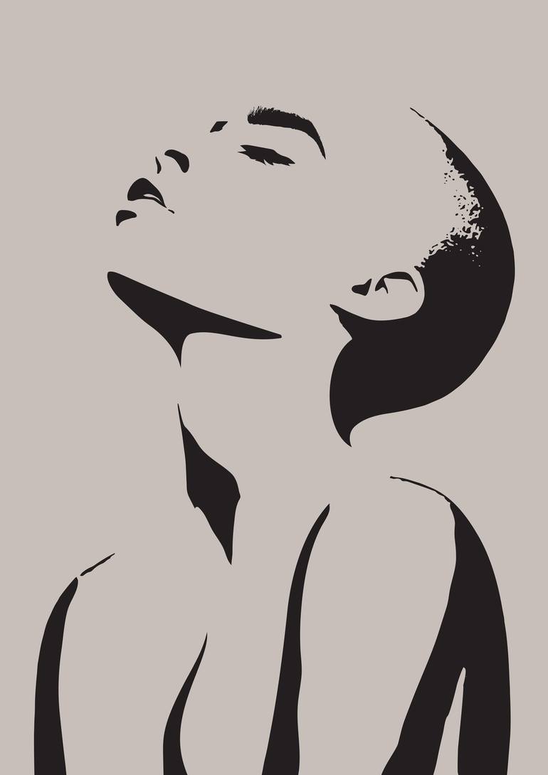 Woman Bald Print. Contemporary Female Art. Abstract Woman Portrait ...