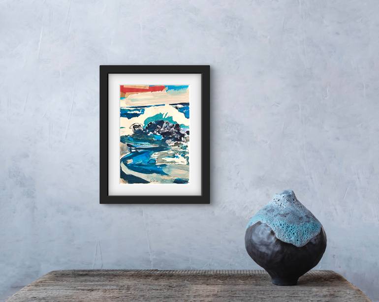 Original Abstract Expressionism Seascape Mixed Media by Stephan Geisler