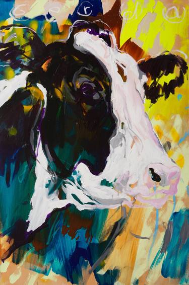 Original Figurative Cows Paintings by Stephan Geisler