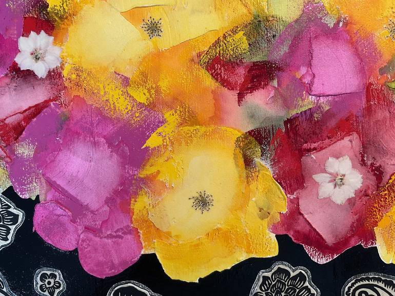 Original Expressionism, Fine Art Floral Collage by Sara Young
