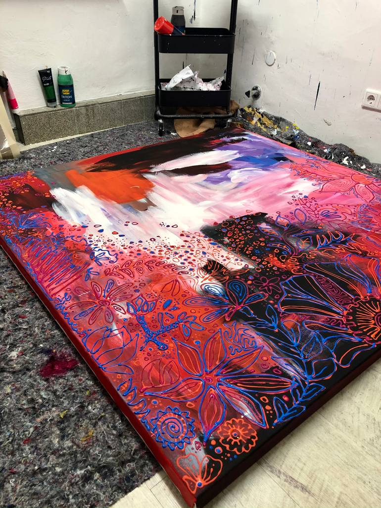 Original Abstract Expressionism Floral Painting by Vanessa Kuhn