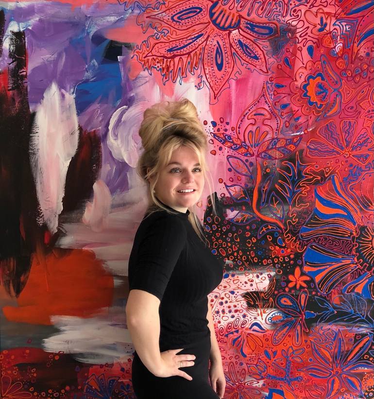 Original Abstract Expressionism Floral Painting by Vanessa Kuhn
