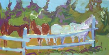 Print of Impressionism Horse Paintings by Kaija Savinainen Mountain