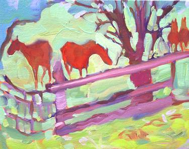 Original Expressionism Horse Paintings by Kaija Savinainen Mountain