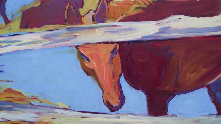 Original Expressionism Horse Painting by Kaija Savinainen Mountain