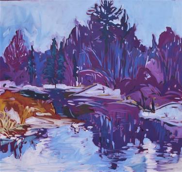 Original Expressionism Nature Painting by Kaija Savinainen Mountain