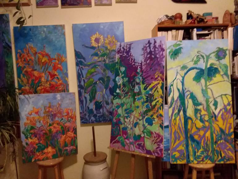 Original Expressionism Botanic Painting by Kaija Savinainen Mountain