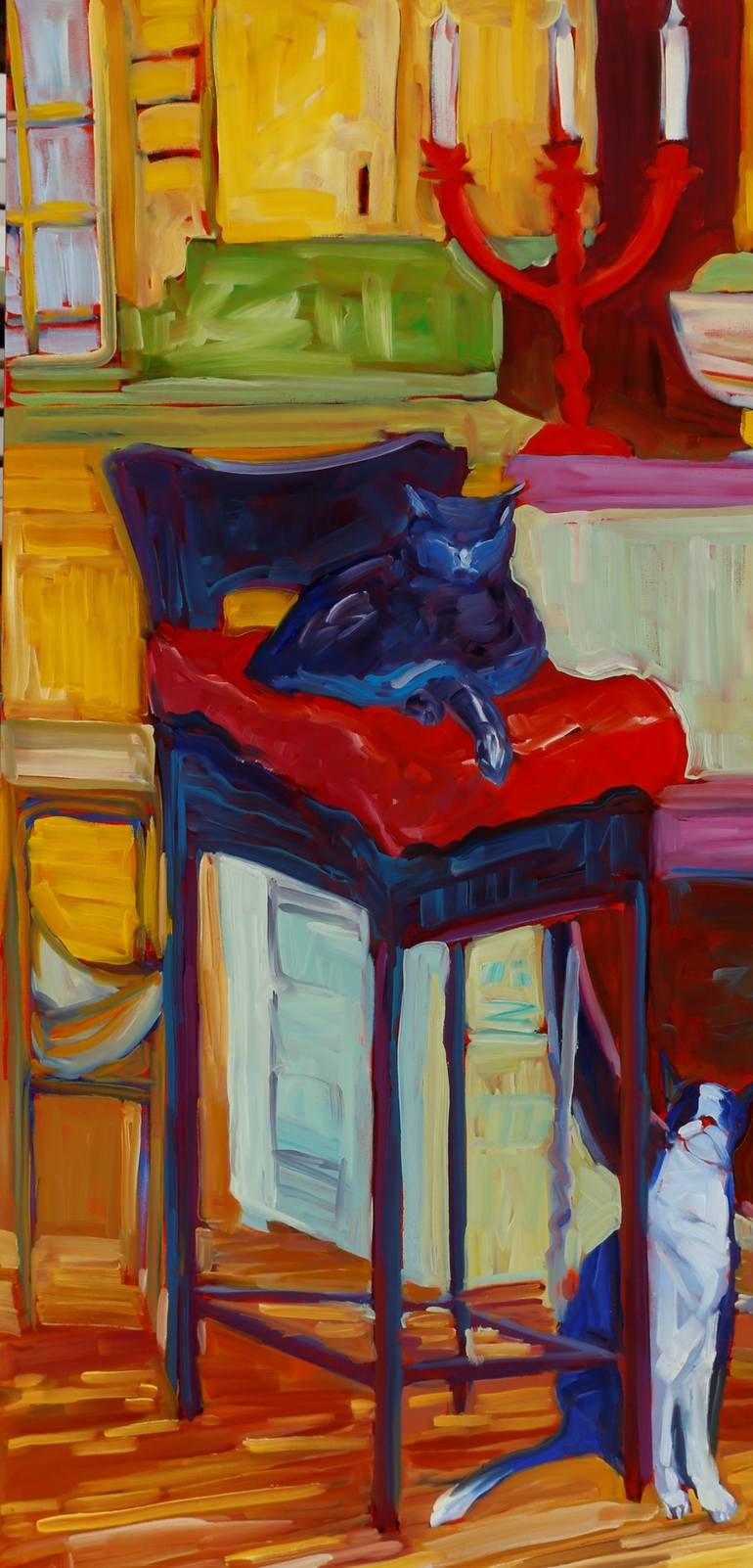 Print of Impressionism Cats Paintings by Kaija Savinainen Mountain