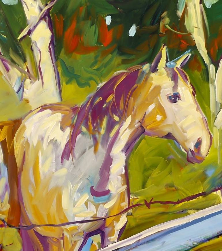 Original Expressionism Horse Painting by Kaija Savinainen Mountain