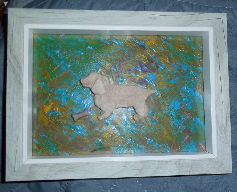 Original Abstract Expressionism Dogs Sculpture by Diane Goodman