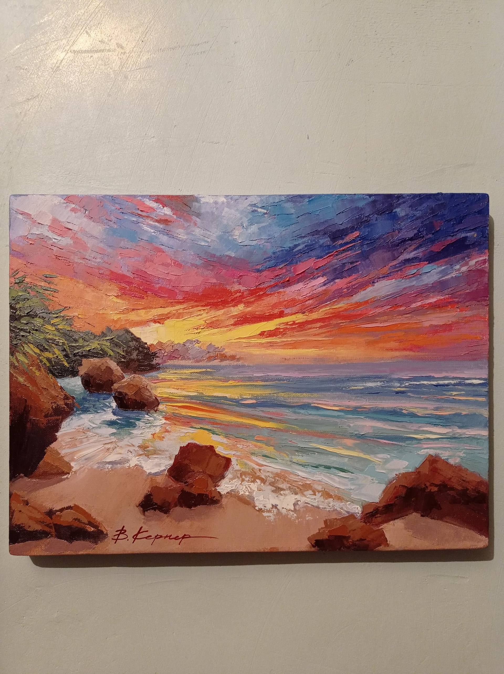 Countryside Sunset Landscape, Palette Knife Oil Digital Painting Poster  for Sale by VividViews