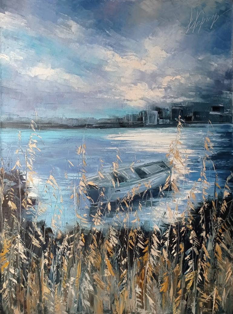 Original Fine Art Boat Painting by Viktoria Kerner