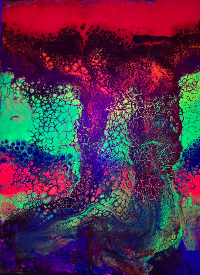 Original Abstract Expressionism Fantasy Drawing by Baruch Kozodoy Yuliya Lebedeva