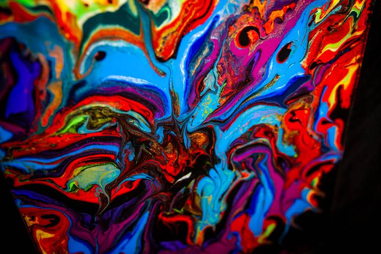 Original Abstract Expressionism Love Painting by Baruch Kozodoy Yuliya Lebedeva