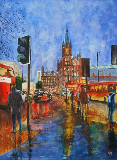 King’s Cross – St Pancras after raining,  London thumb