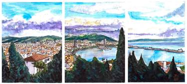 Split City from Marjan Hill, Croatia  (Triptych) thumb