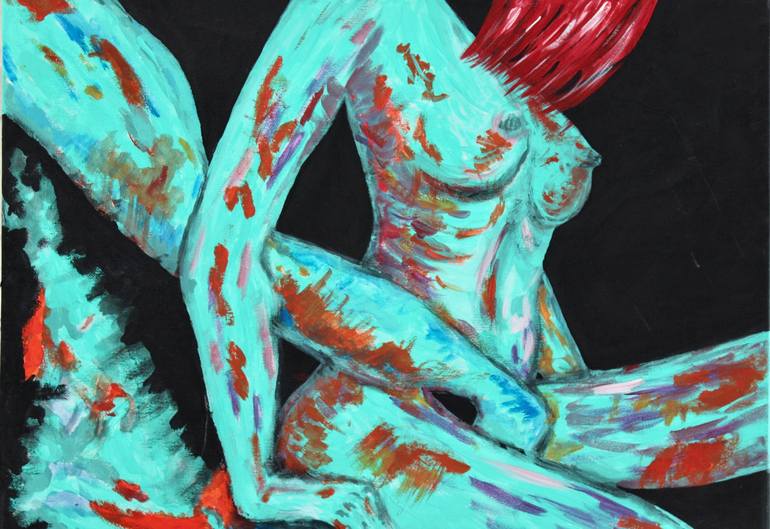 Original Expressionism Erotic Painting by Le Viève
