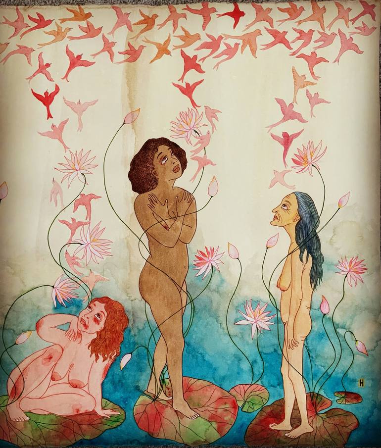 Original Contemporary Women Painting by Hiranya R