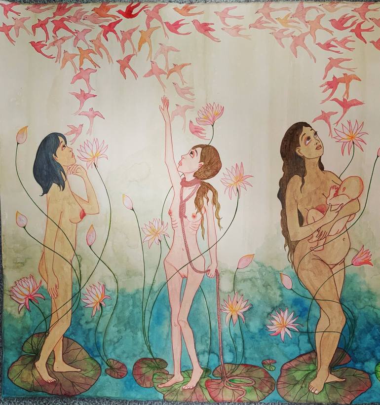 Original Contemporary Women Painting by Hiranya R