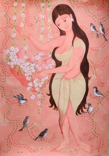 Original Figurative Women Paintings by Hiranya R