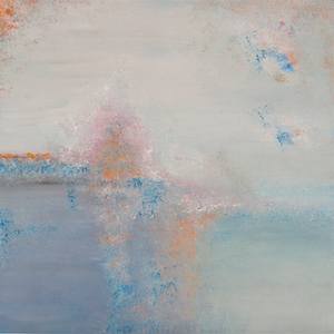 Abstract The sea in the lilac fog, 25x25x2 cm oil on canvas