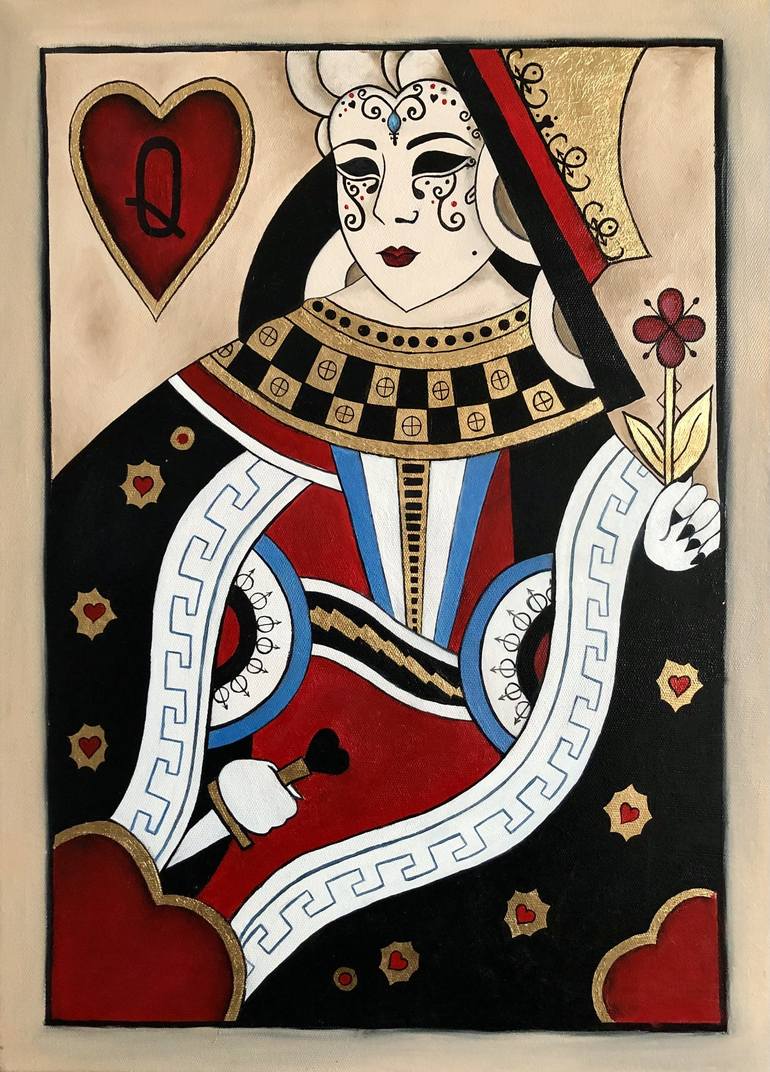Queen of Hearts Painting by Yuliia Kravets | Saatchi Art