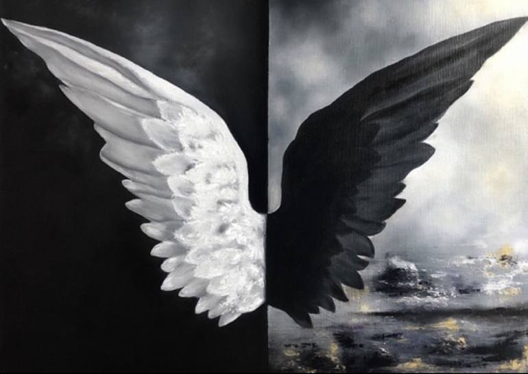 angel vs devil drawing