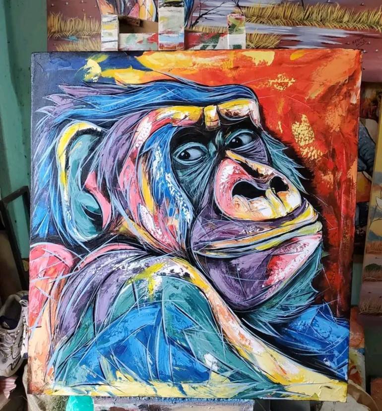 Original Abstract Animal Painting by Kevin Jjagwe