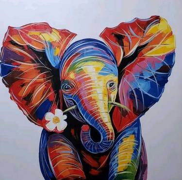 Elephant with a flower thumb