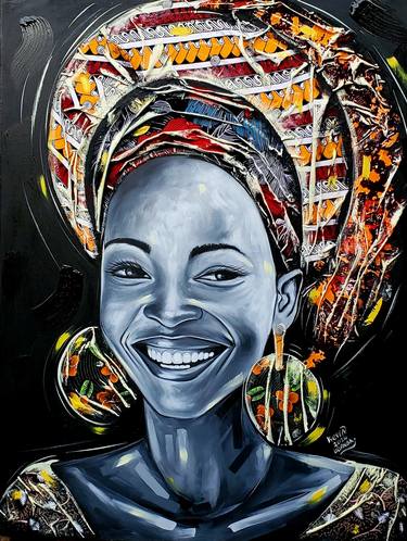 Original Expressionism Women Mixed Media by Kevin Jjagwe
