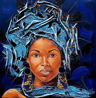 Original Portraiture People Mixed Media by Kevin Jjagwe