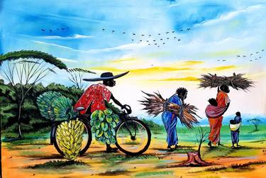 Print of People Paintings by Kevin Jjagwe