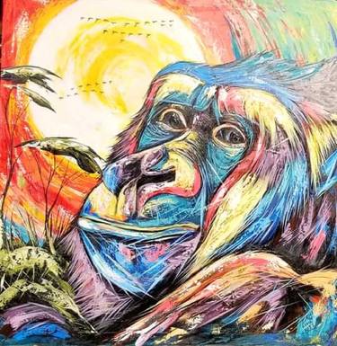 Abstract gorilla portrait painting thumb