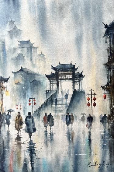 Original Impressionism Architecture Paintings by Zuleyha Aydogdu