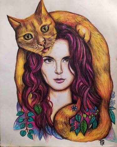Original Cats Drawing by Salome Seydell