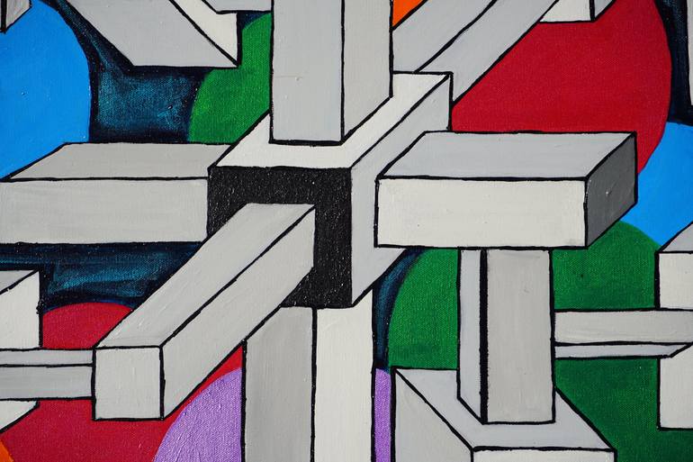 Original Abstract Geometric Painting by Shay write