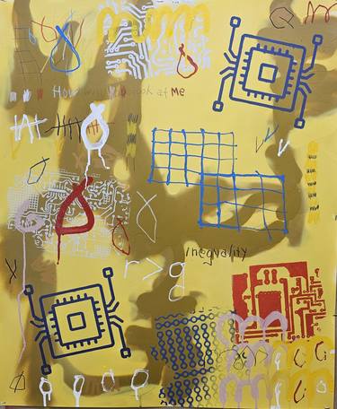 Original Abstract Expressionism Graffiti Mixed Media by Peter Pryor